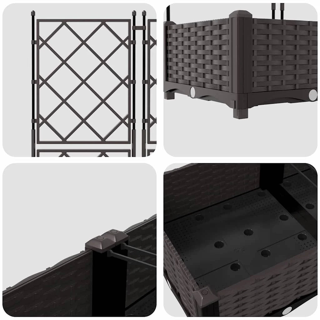 Set di 2 fioriere da giardino moderne in acciaio 80 x 40 x 125,5 cm resistenti finitura marrone chic 02_0058512