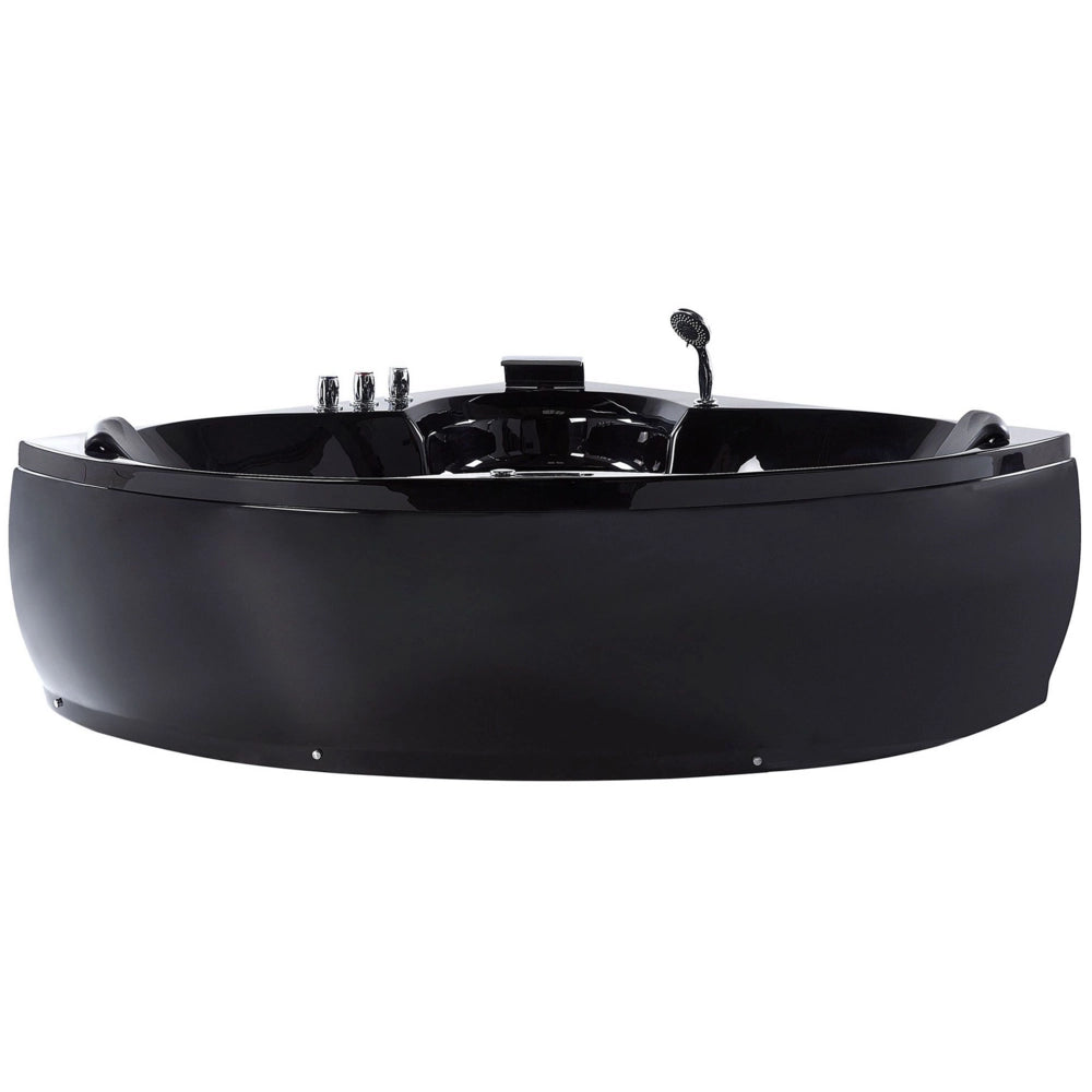 Vasca ad angolo in acrilico Nero 205 x 163 cm 2 persone getti massaggianti poggiatesta