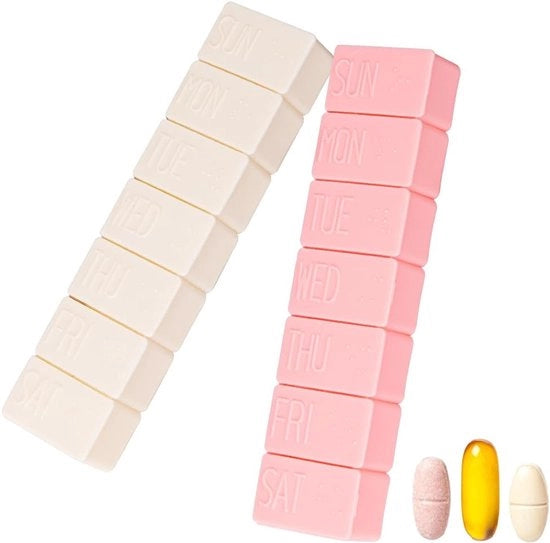 Doppio set di contenitori settimanali per pillole, contenitore extra grande per 7 giorni, contenitore di viaggio quotidiano per supplementi di vissole, calcio e vitamine.