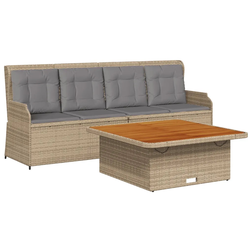Set Divano da Giardino 3 pz con Cuscini Beige in Polyrattan
