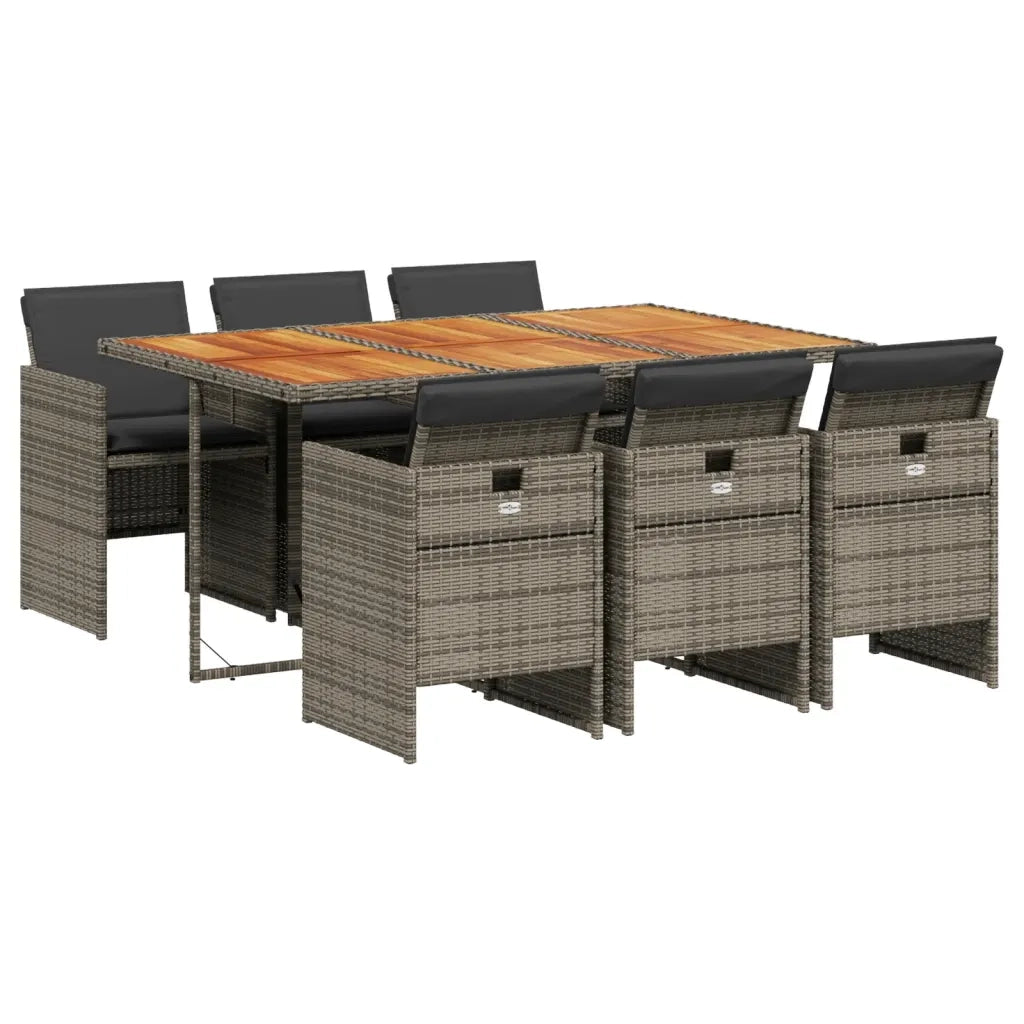 Set da Pranzo da Giardino 7 pz con Cuscini in Polyrattan Grigio 3277681