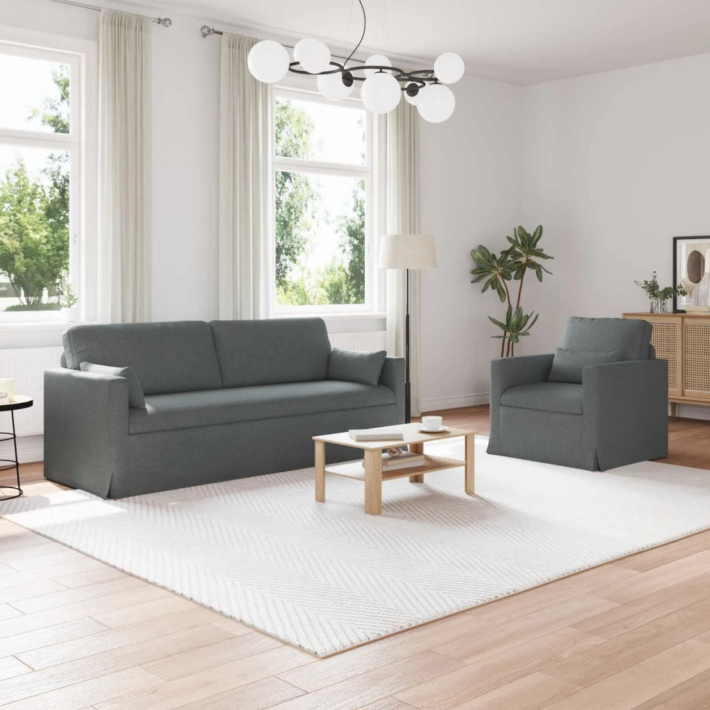 Set di divani 2 pcs Grigio scuro 198 x 78 x 80 cm Tessuto
