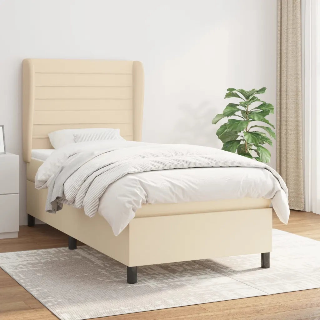 Giroletto a Molle con Materasso-Struttura Letto Crema 80x200 cm inTessuto 974652