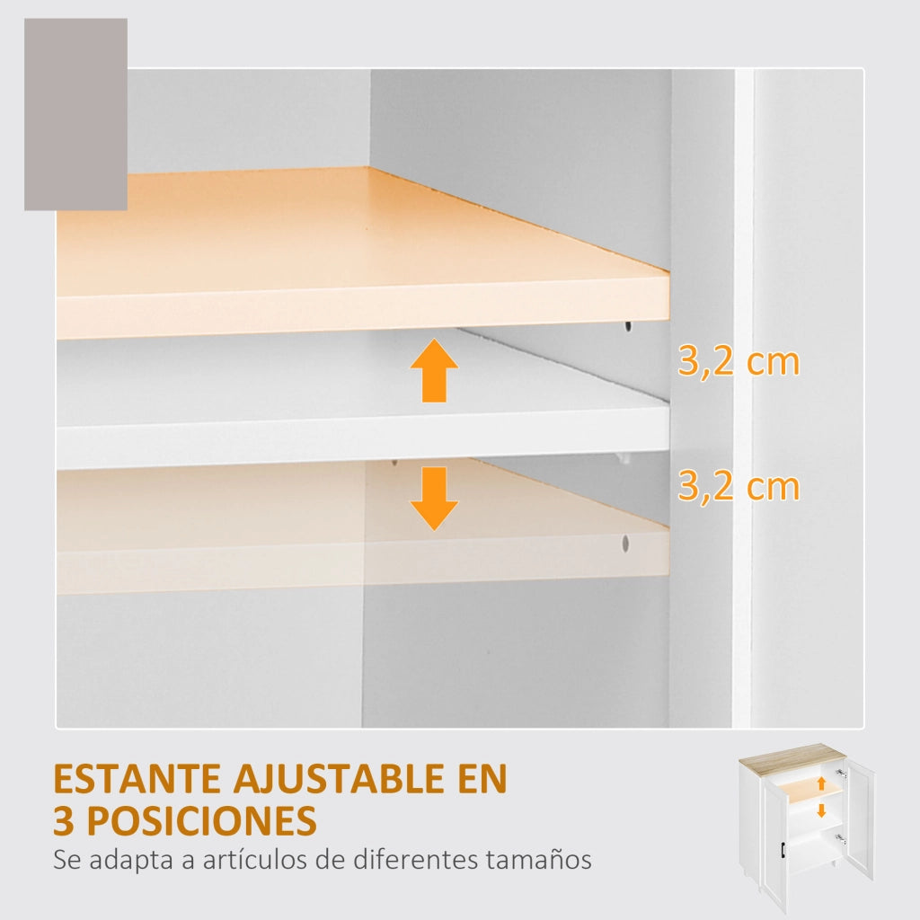 Mobile con 2 Porte e Ripiano Aggiustabile ¨C zephmum ¨C Bianco 60x30x90 cm