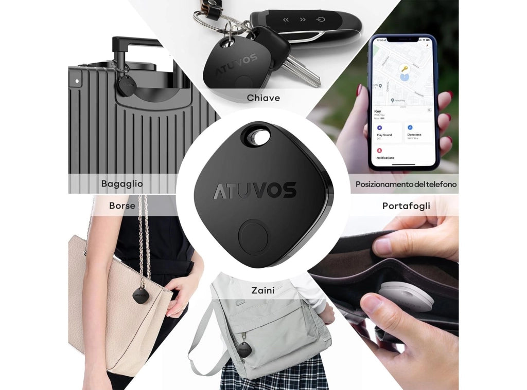 Localizzatore Air Tag Compatibile Apple solo iOS Adatto per Bagagli Valigie Zaini Borse Batteria Sostituibile  Confezione da 2