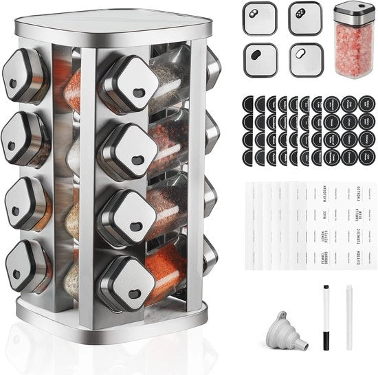 Organizzatore per spezie 360° con 16 contenitori per spezie - accessorio per cucina