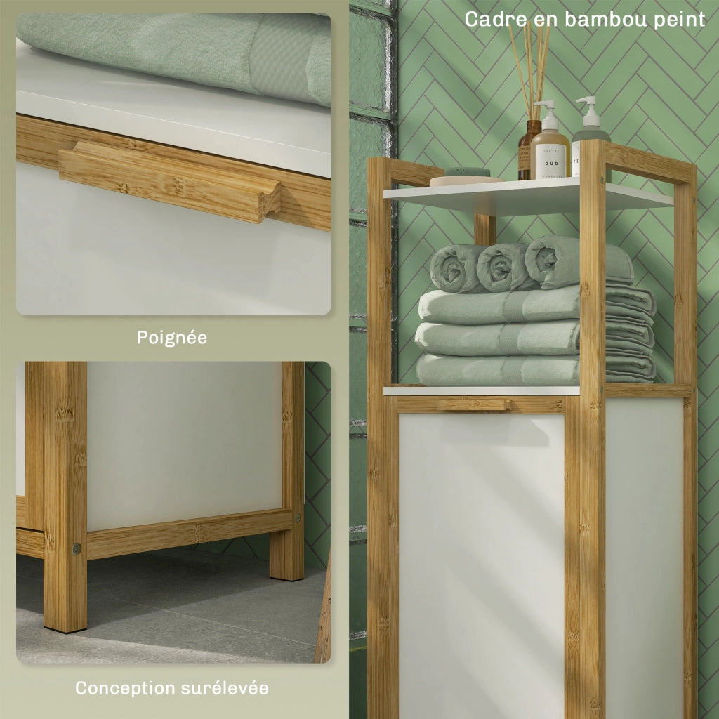 Mobiletto per bagno con cestello in bamb¨´ ¨C zephmum ¨C 40x30x86,5 cm