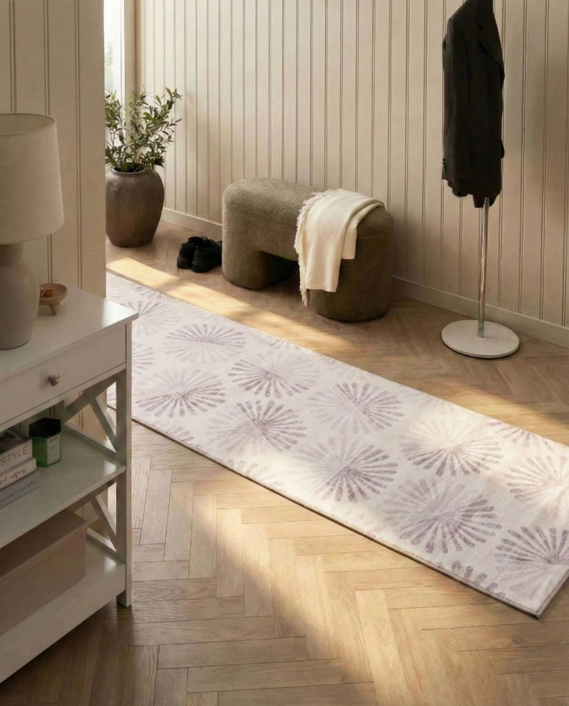 Tappeto da corridoio tessuto bianco sporco 80 x 300 cm Moderno motivo astratto Corridoio Per riscaldamento a pavimento Fondo antiscivolo