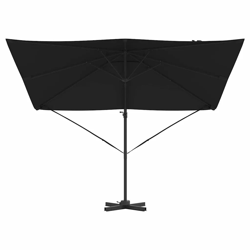 Parasole Roma-Ombrellone da giardino Nero 286 x 284 x 265 cm Alluminio e Poliestere