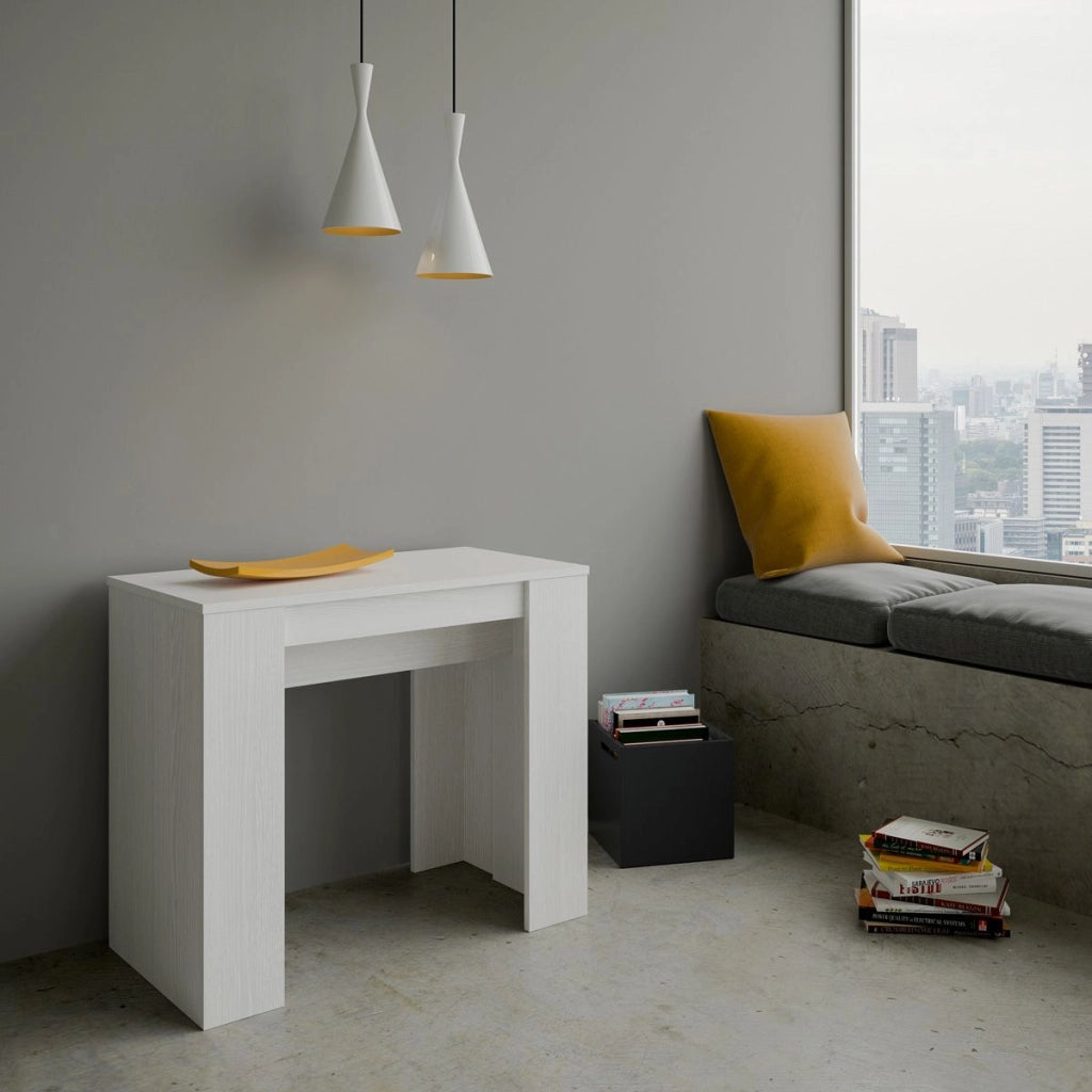 Consolle allungabile 90x48/308 cm Base Bianco Frassino