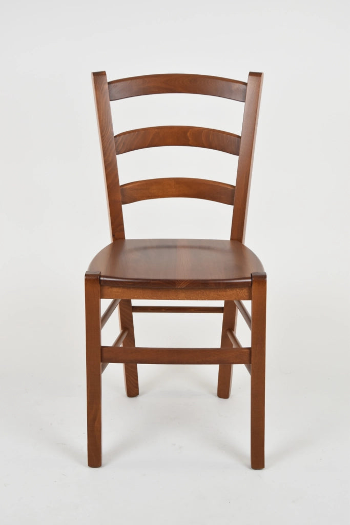 Set 4 Sedie Venice Tommychairs, robusta struttura in legno di faggio verniciata in noce chiaro e seduta in legno