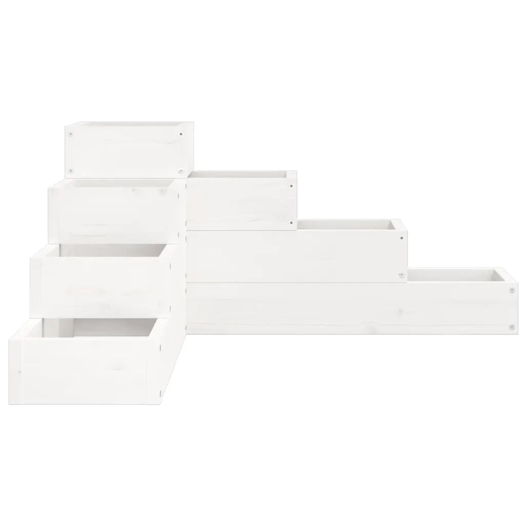 Fioriera angolare di design a 4 livelli per balcone o terrazzo 80,5 x 79 x 36 cm realizzata in legno di pino bianco 02_0048507