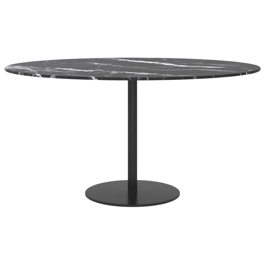 Piano per Tavolo Nero Ø80x1 cm Vetro Temperato Design Marmo 322266