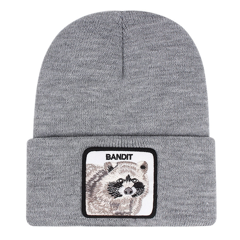 Berretto ricamato BANDIT con risvolto, grigio