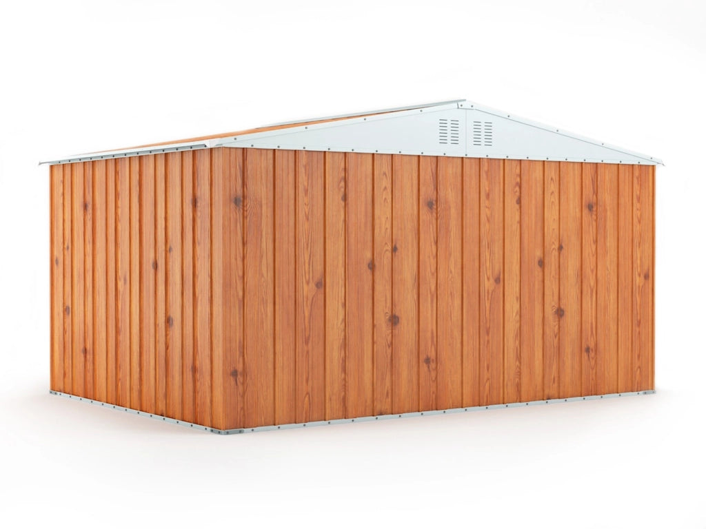Casetta Box da Giardino in Lamiera di Acciaio Porta Utensili 403x269x217 cm Enaudi Legno