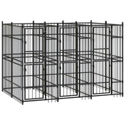 Cuccia/gabbia/recinto/zaino per cani da esterno acciaio 5,53 m² nero 02_0041857