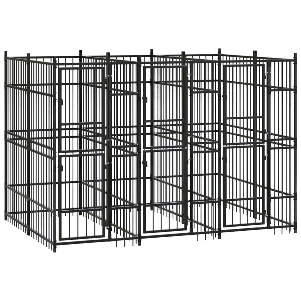 Cuccia/gabbia/recinto/zaino per cani da esterno acciaio 5,53 m² nero 02_0041857