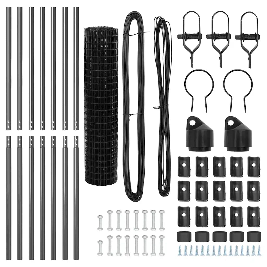 Recinzione da Giardino | Recinzione con Posto Grigio 1 x 10 m Acciaio