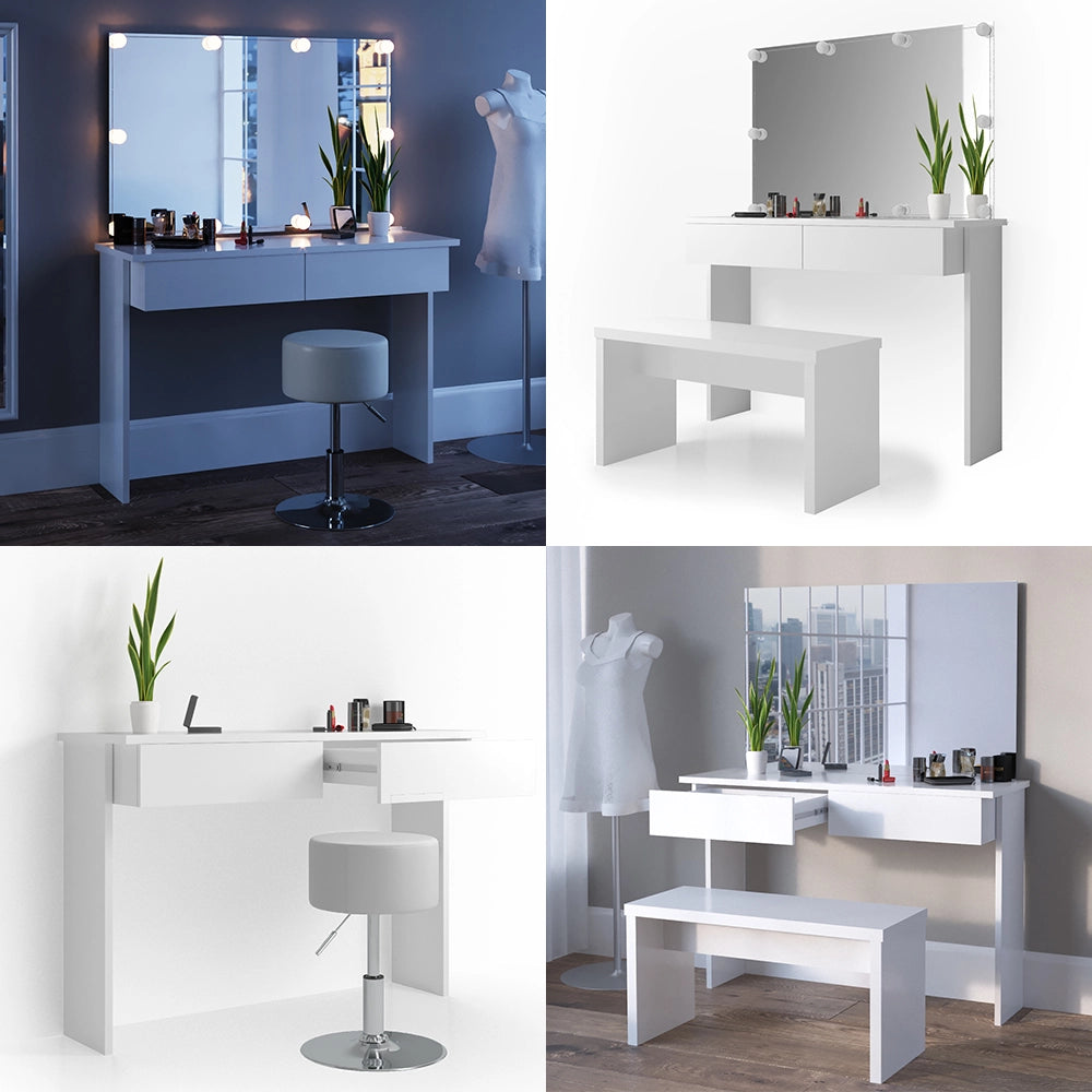 Vicco Tavolo da toeletta Bianco 120 cm senza specchio