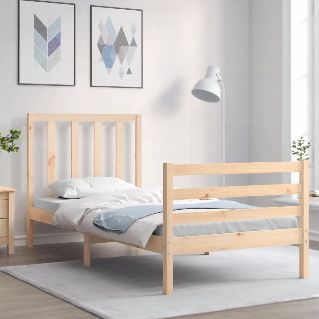 Giroletto con Testiera Single-Struttura Letto in Legno Massello 406385
