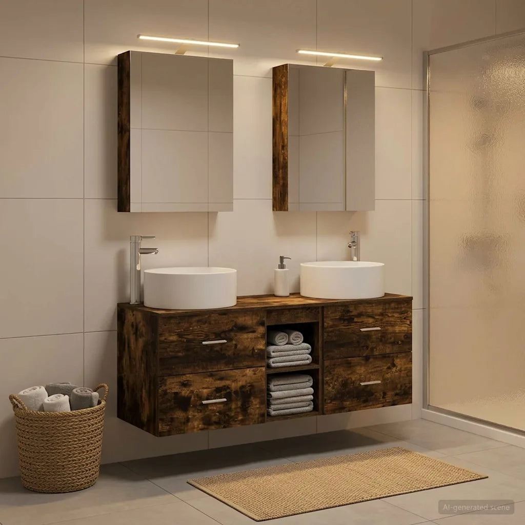 Set di mobili per il bagno 5 pcs Rovere Fumo 3407075