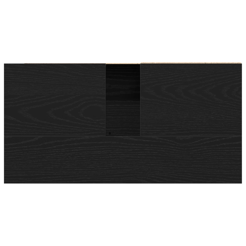 Armadietto Lavabo Nero Rovere 65x33x60 cm Legno ingegnerizzato