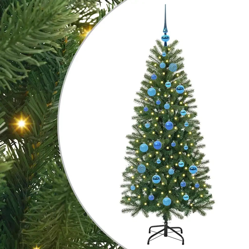 Albero di Natale | Decorazioni natalizie artificiale con 150 LED Verde 150 cm PE e PVC