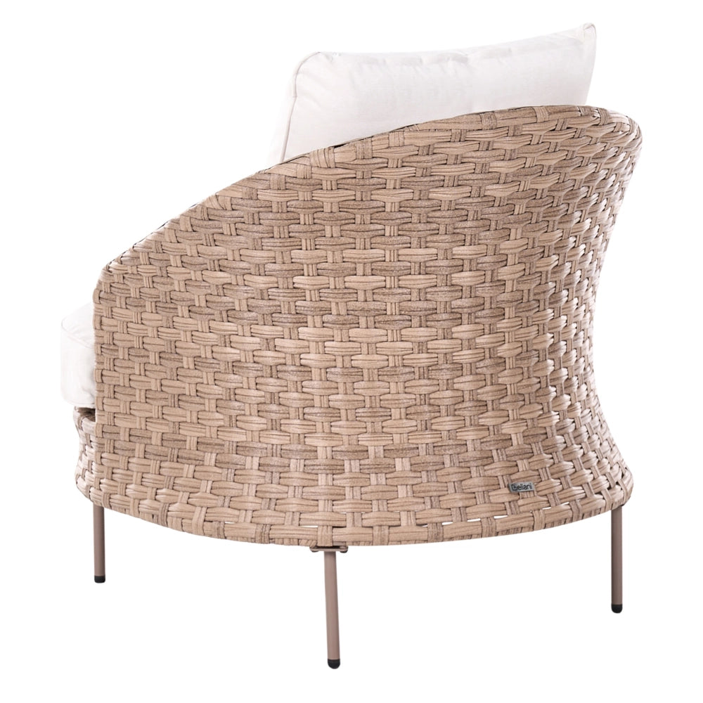 Poltrona da giardino in rattan in vimini marrone con poggiapiedi esterno giardino stile boho