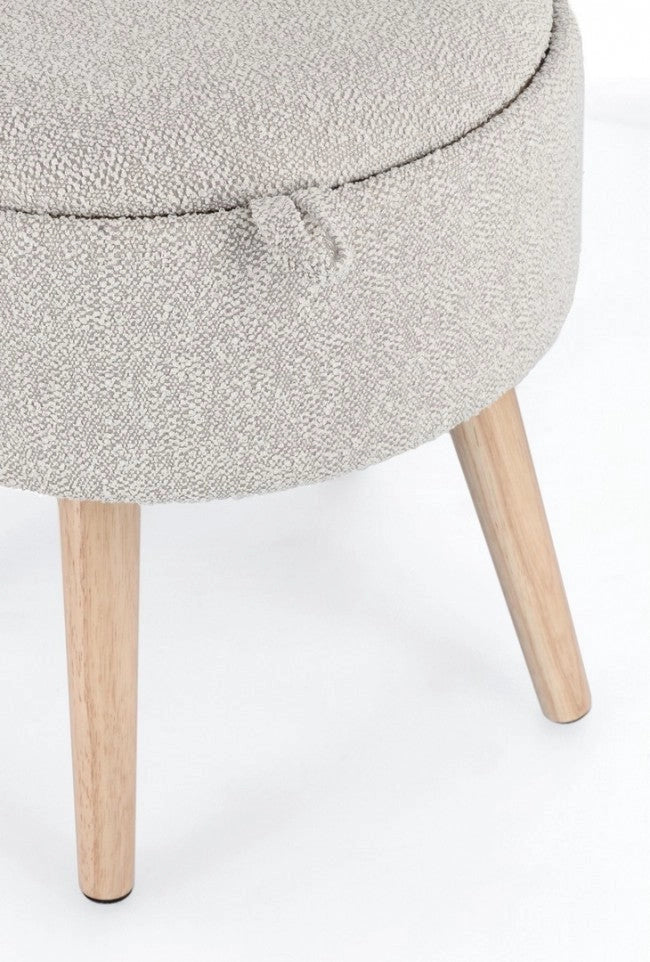Sgabello Contenitore Ø 39x42,5 cm Zoya in Bouclè Grigio