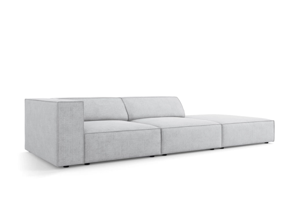 Cosmopolitan Design - Divano destro "Arendal" 4 posti in ciniglia con effetto a coste grigio chiaro 