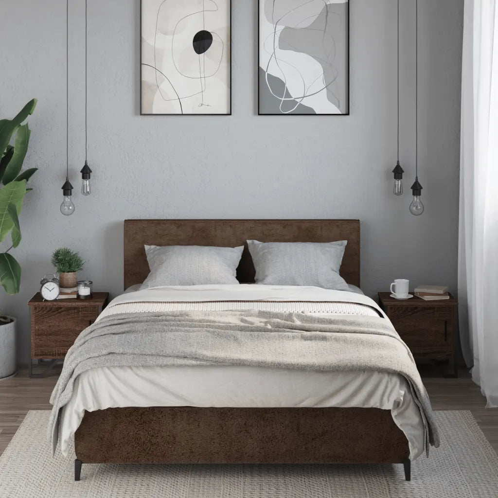 Set di 2 Comodini | Armadio da Notte | Mobiletto da notte Rovere Marrone 40x30x40 cm in Truciolato
