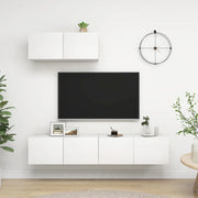Mobili TV 3 pz Bianchi in Legno Multistrato 3078701