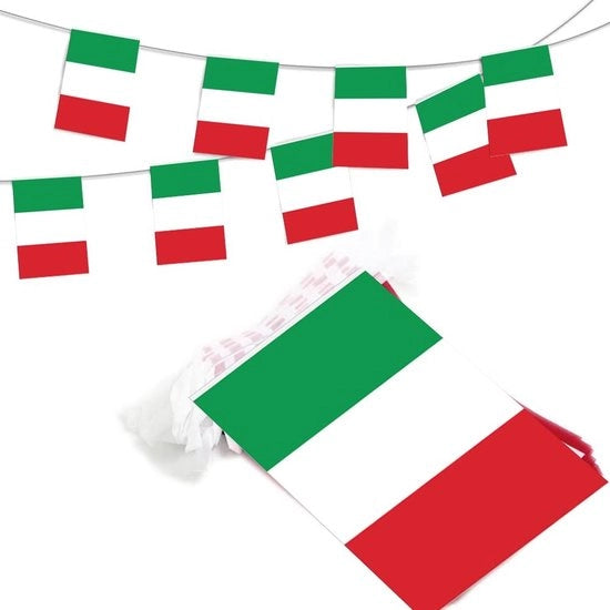 Bandiera italiana, grande, a tre colori, decorativa per giardino, impermeabile al vento, 14 x 21 cm, 20 pezzi, 5 metri