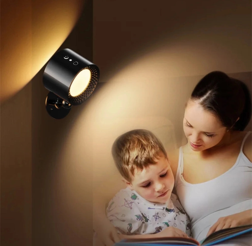 Applique Lampada doppio LED da parete a Batteria ricaricabile USB Controllo Touch o telecomando 3 Temperature CCT Rotazione di 360° Nero