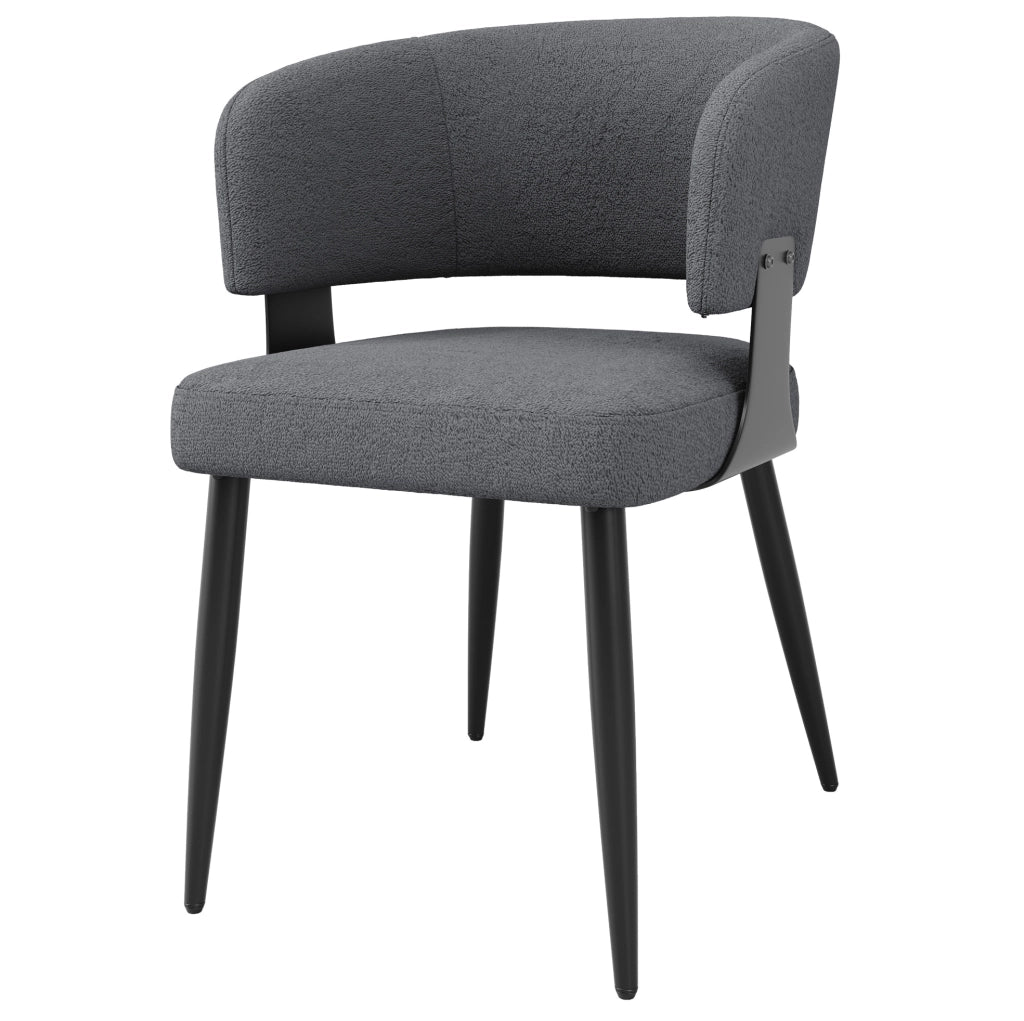 Sedia 59x46.5x81.5 cm ergonomica con schienale curvo in flanella e metallo grigio