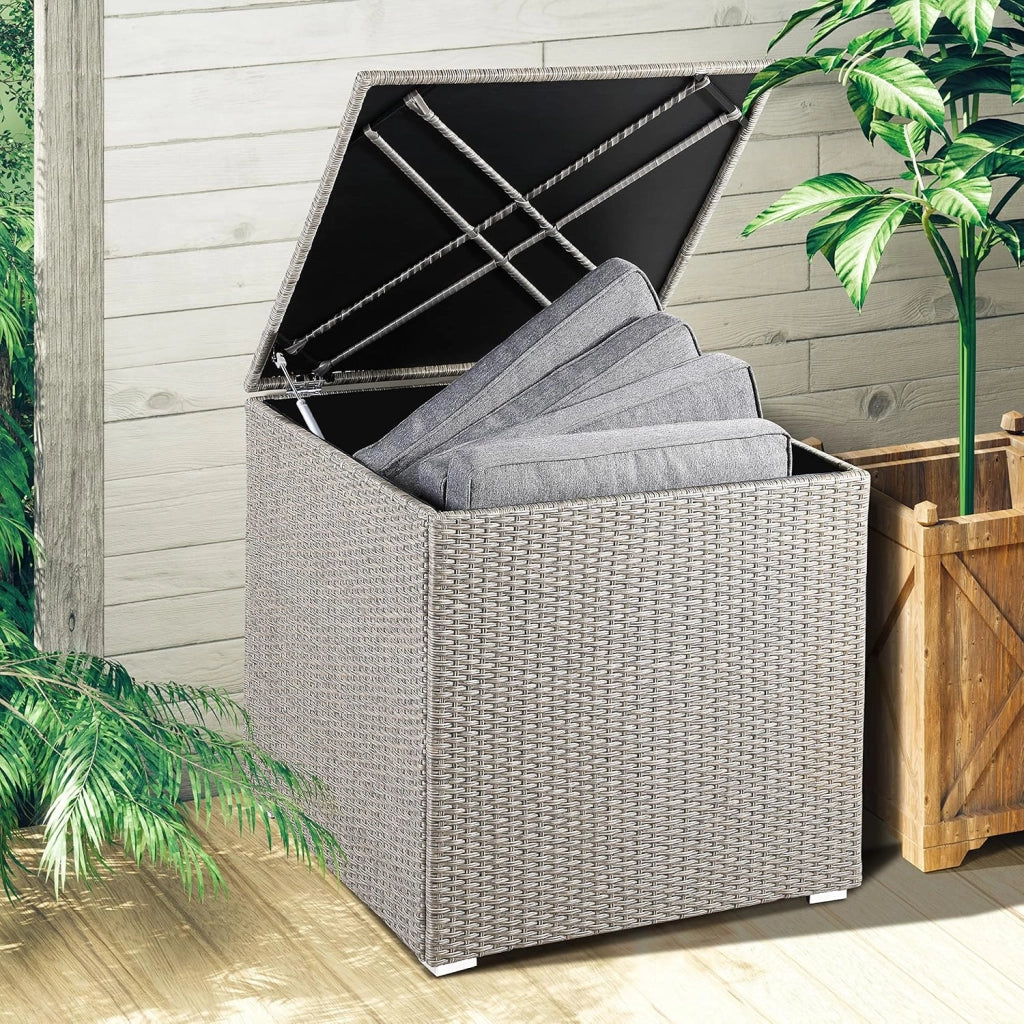 ® Baule da Giardino 318 L Impermeabile 75x75x70cm Contenitore Esterno Polyrattan Beige