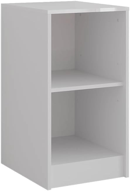 Credenza Sherry, Bianco/bianco lucido, 40.2 x 76 cm con coperchio del contenitore, adatto per la conservazione in soggiorno o in camera da letto