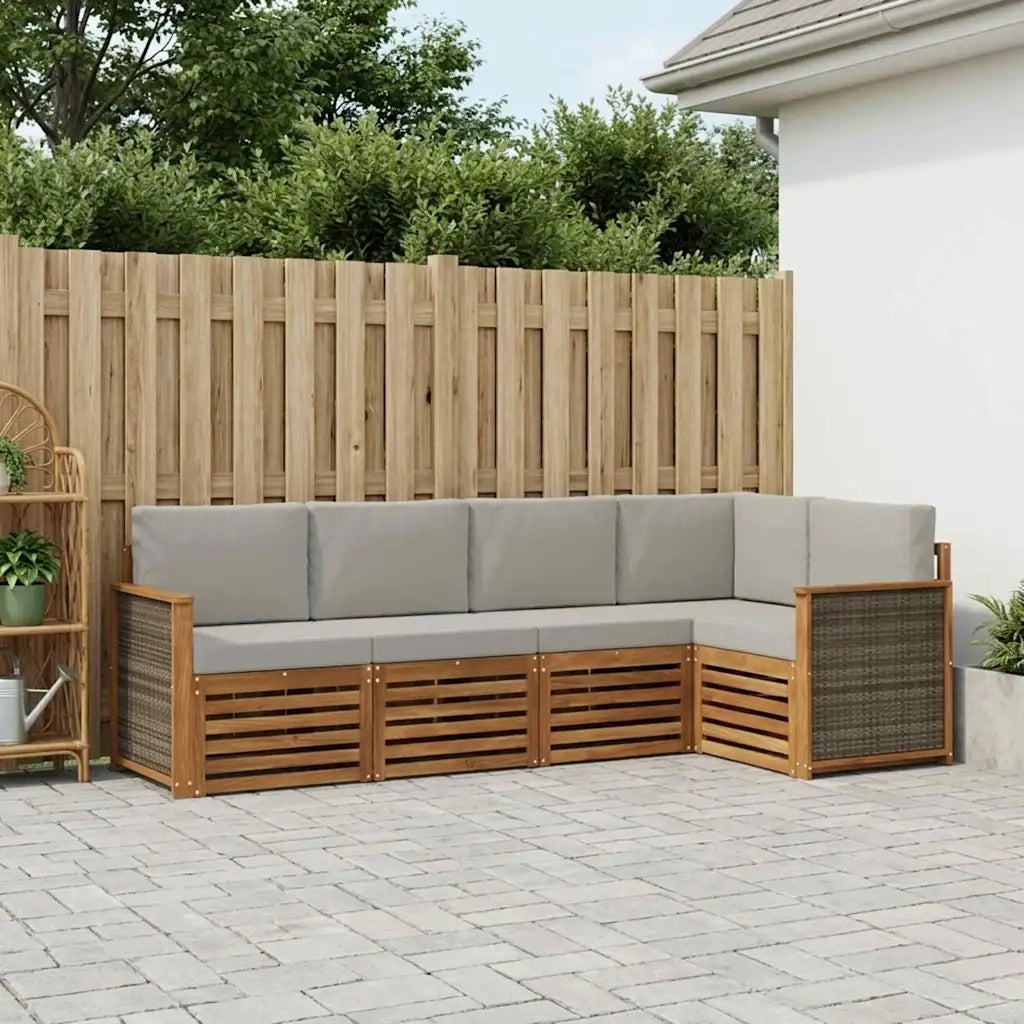 Set divano sezionale con cuscino 4 pcs Naturale e Grigio Chiaro