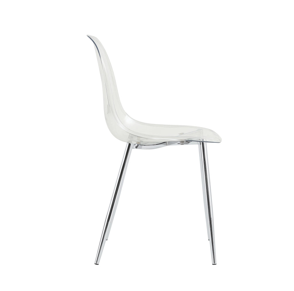 Set 4 sedie da pranzo trasparenti con gambe in metallo silver; 83 cm; seduta in plastica