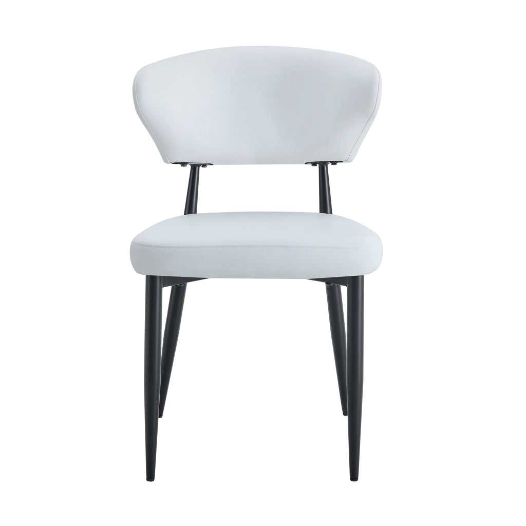 Sedia da sala da pranzo set da 2 in pelle PU con schienale ergonomico e gambe in metallo bianco e nero
