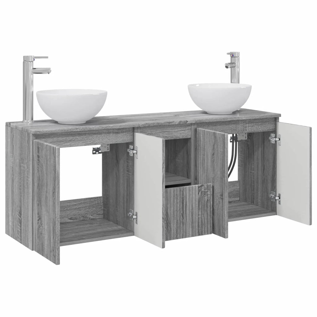 Set di Armadi da Bagno 3 pz Sonoma grigio 49,5 x 41 x 64,5 cm 3405633