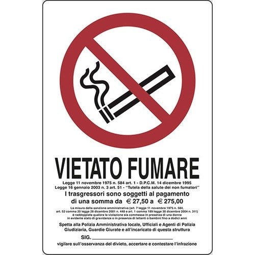 CARTELLO VIETATO FUMARE NORMAT 30X20