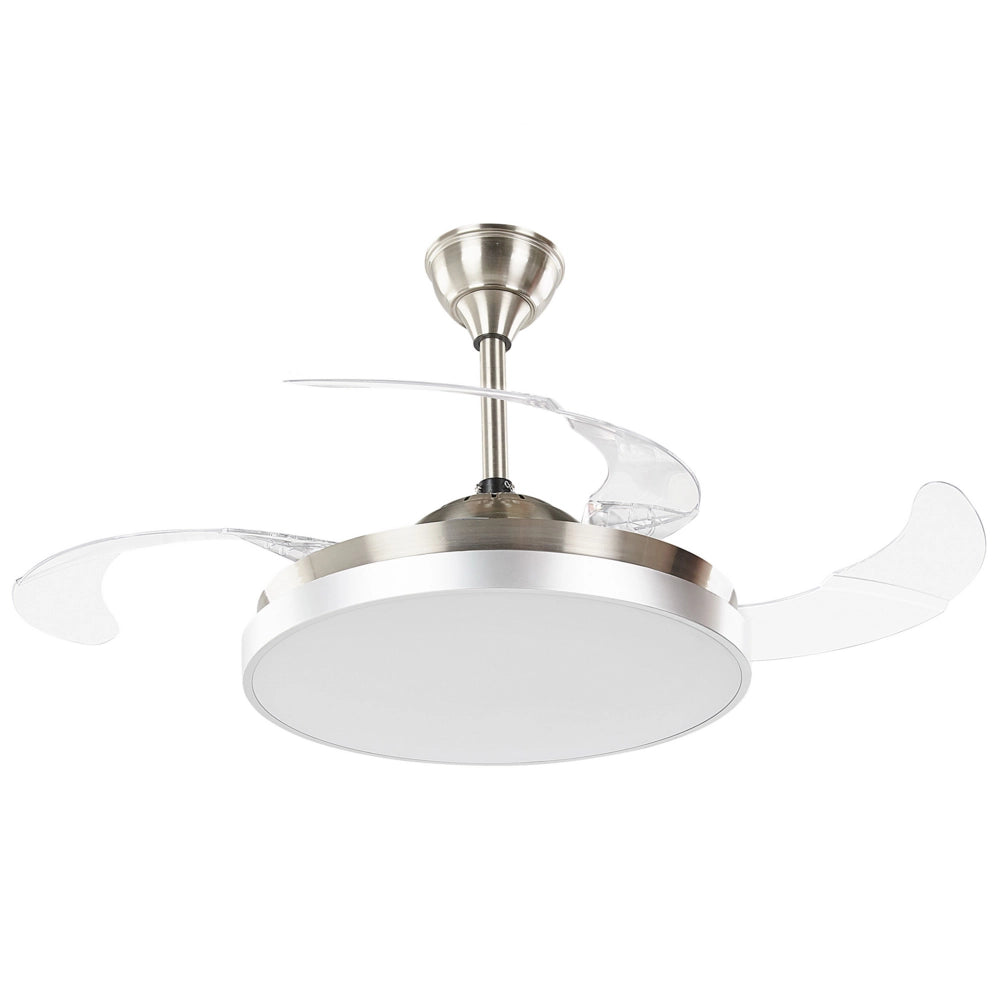 Ventilatore da Soffitto con Ventilatore Luce Argento Materiale Sintetico Metallo 4 Pale Telecomando