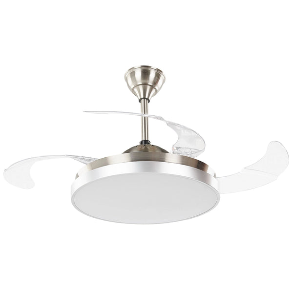 Ventilatore da Soffitto con Ventilatore Luce Argento Materiale Sintetico Metallo 4 Pale Telecomando