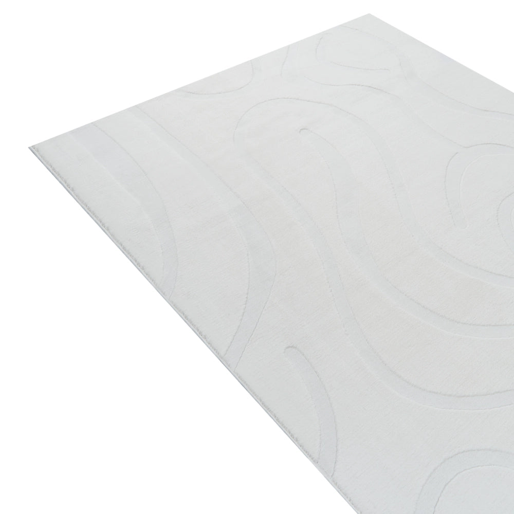 Tappeto da salotto rettangolare jacquard 160 x 230 cm a pelo corto bianco sporco Stile Moderno