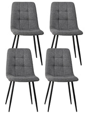 Set 4 Sedie 55x44xH81 cm in Tessuto e Metallo Alma Grigio Chiaro