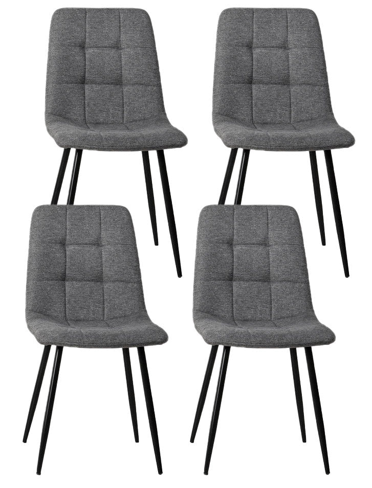 Set 4 Sedie 55x44xH81 cm in Tessuto e Metallo Alma Grigio Chiaro