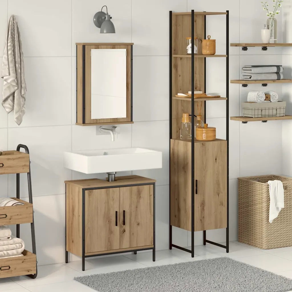 Set di mobili per il bagno 3 pcs Marrone Legno multistrato 3334400