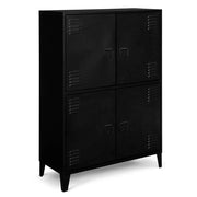 IDMarket - ESTER Armadio di design industriale a 4 ante in metallo nero