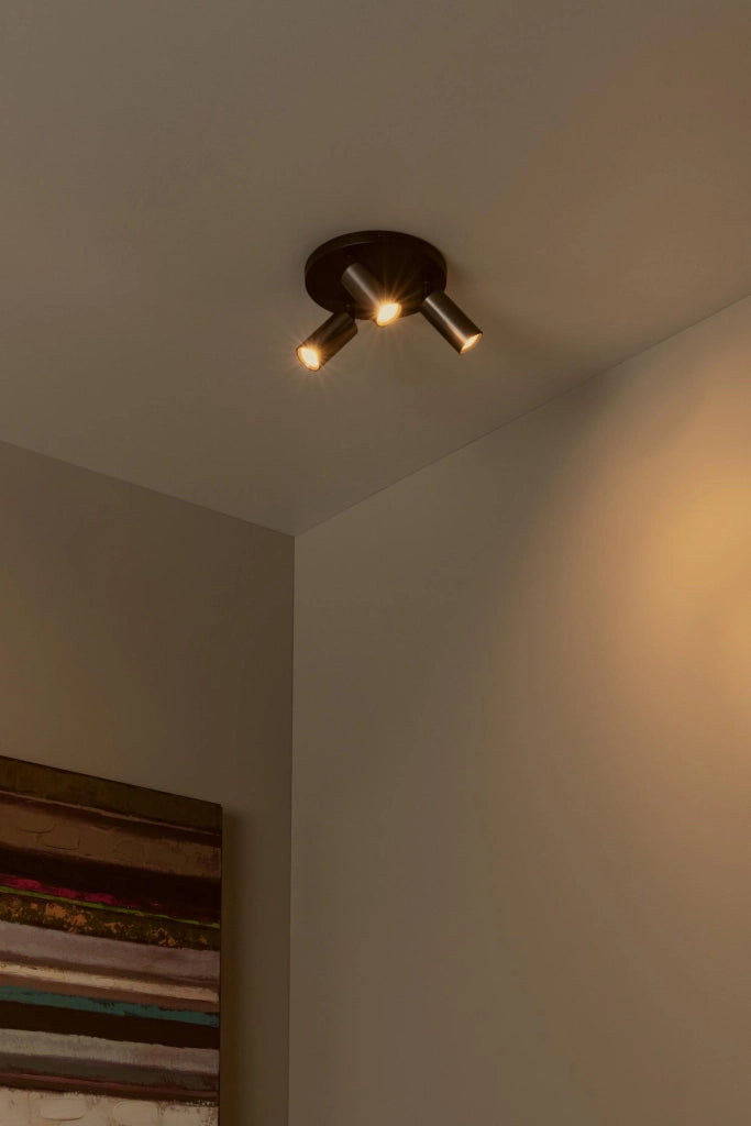 Plafoniera RITMO 3 luci marrone nero MR11 Lucide